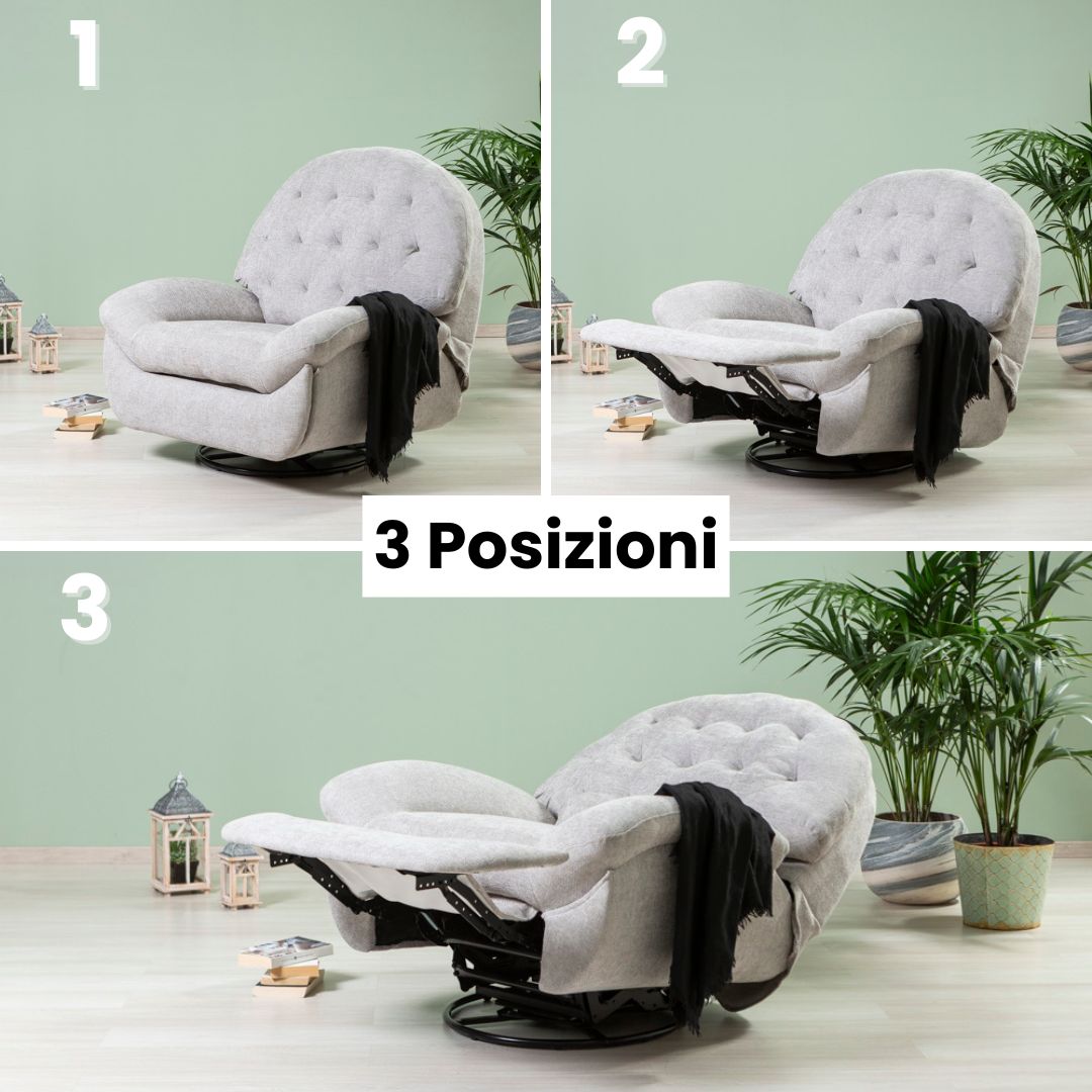 Pina – poltrona relax reclinabile girevole e a Dondolo