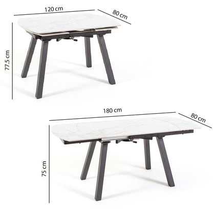 Ricky – tavolo allungabile in ceramica effetto marmo