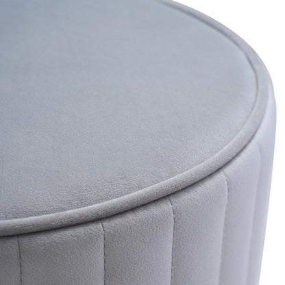 Ruby – pouf cilindrico in velluto trapuntato con base cromata