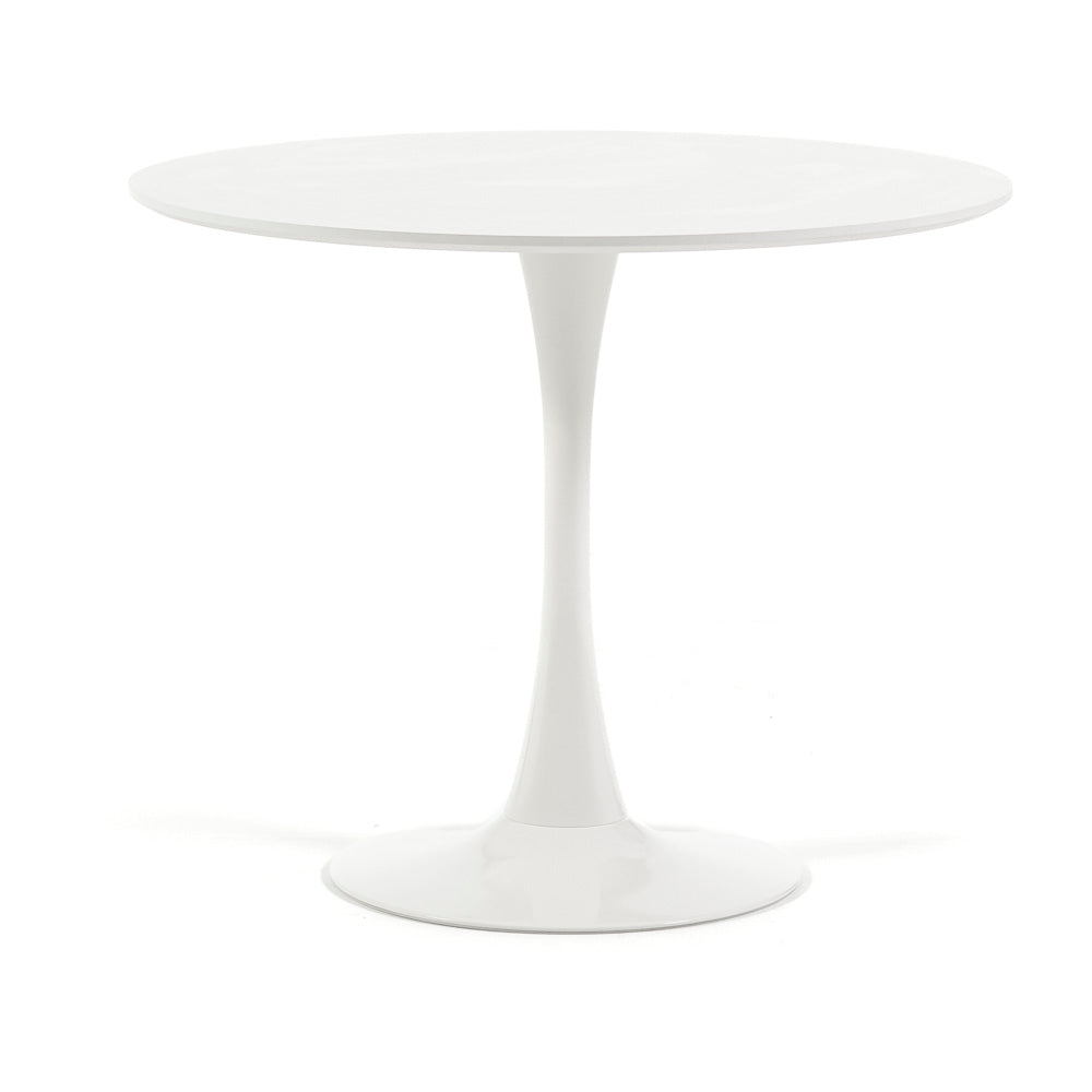 Orlando – tavolo in melaminico con base tulip in metallo, colore bianco