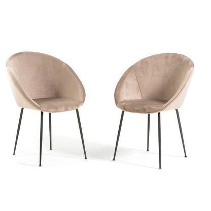 Iris – sedia in velluto o bouclé con gambe in metallo, colore tortora, gambe grigio scuro