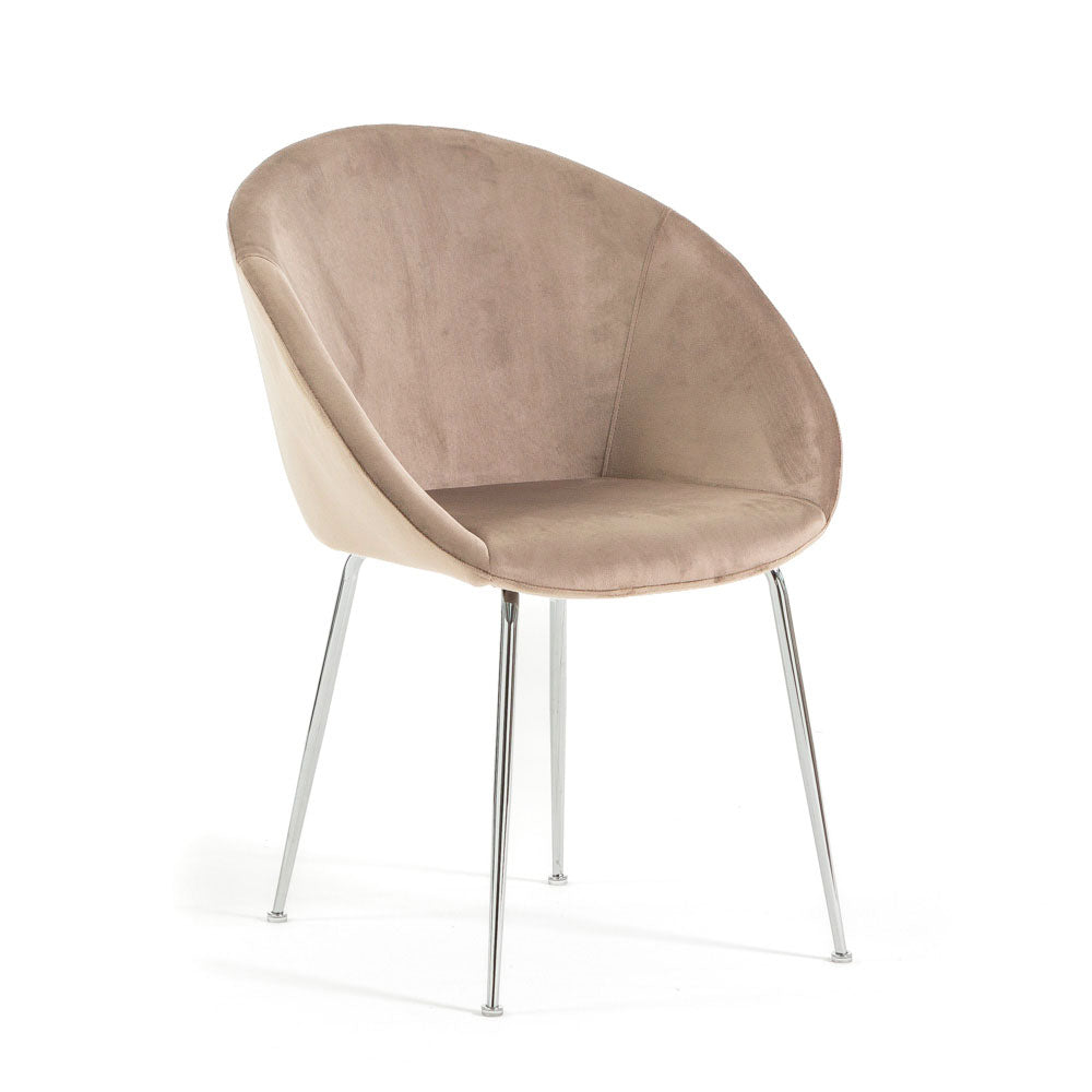 Iris – sedia in velluto o bouclé con gambe in metallo