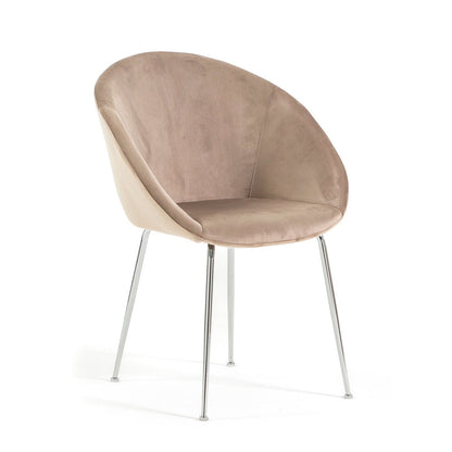 Iris – sedia in velluto o bouclé con gambe in metallo