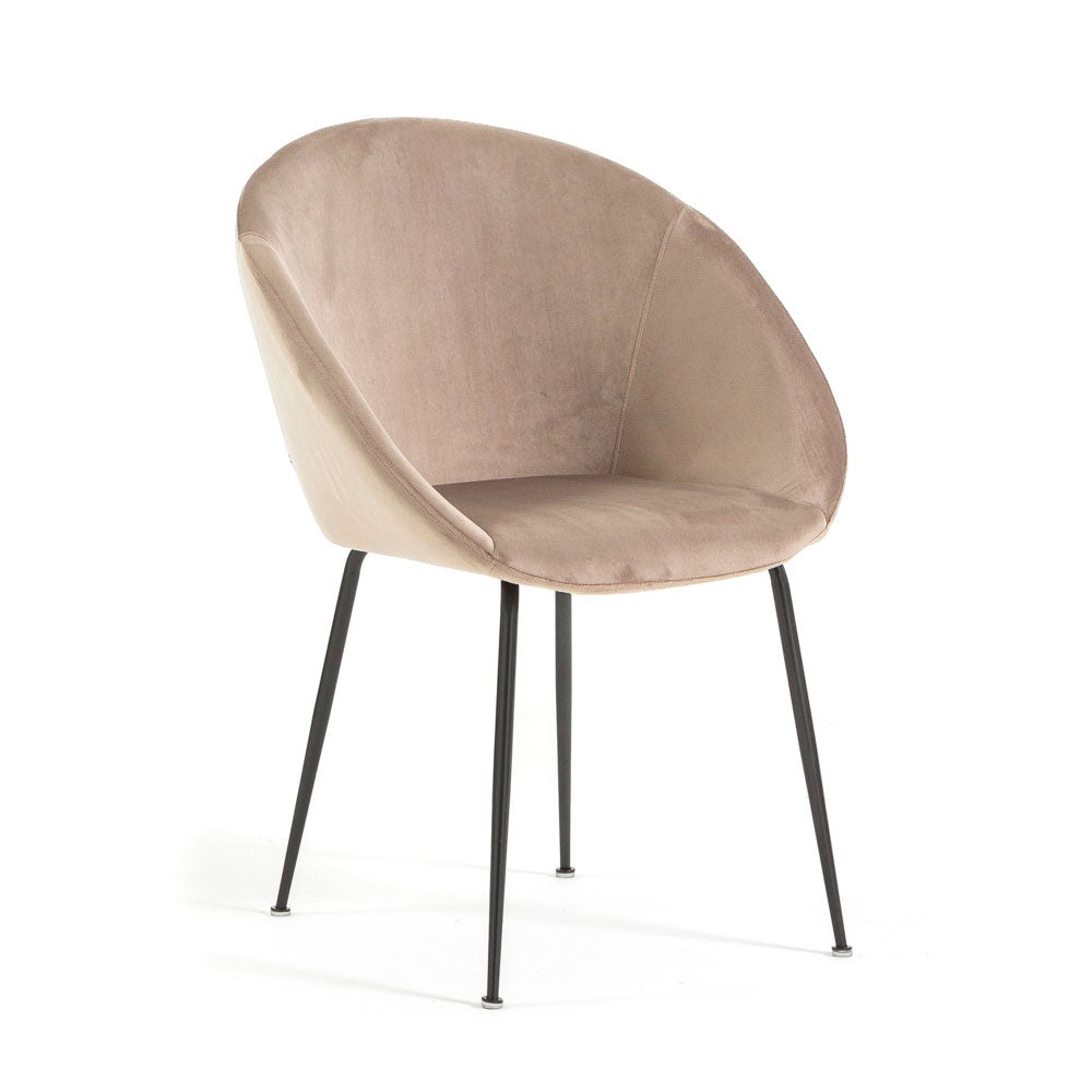 Iris – sedia in velluto o bouclé con gambe in metallo