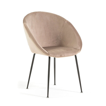 Iris – sedia in velluto o bouclé con gambe in metallo