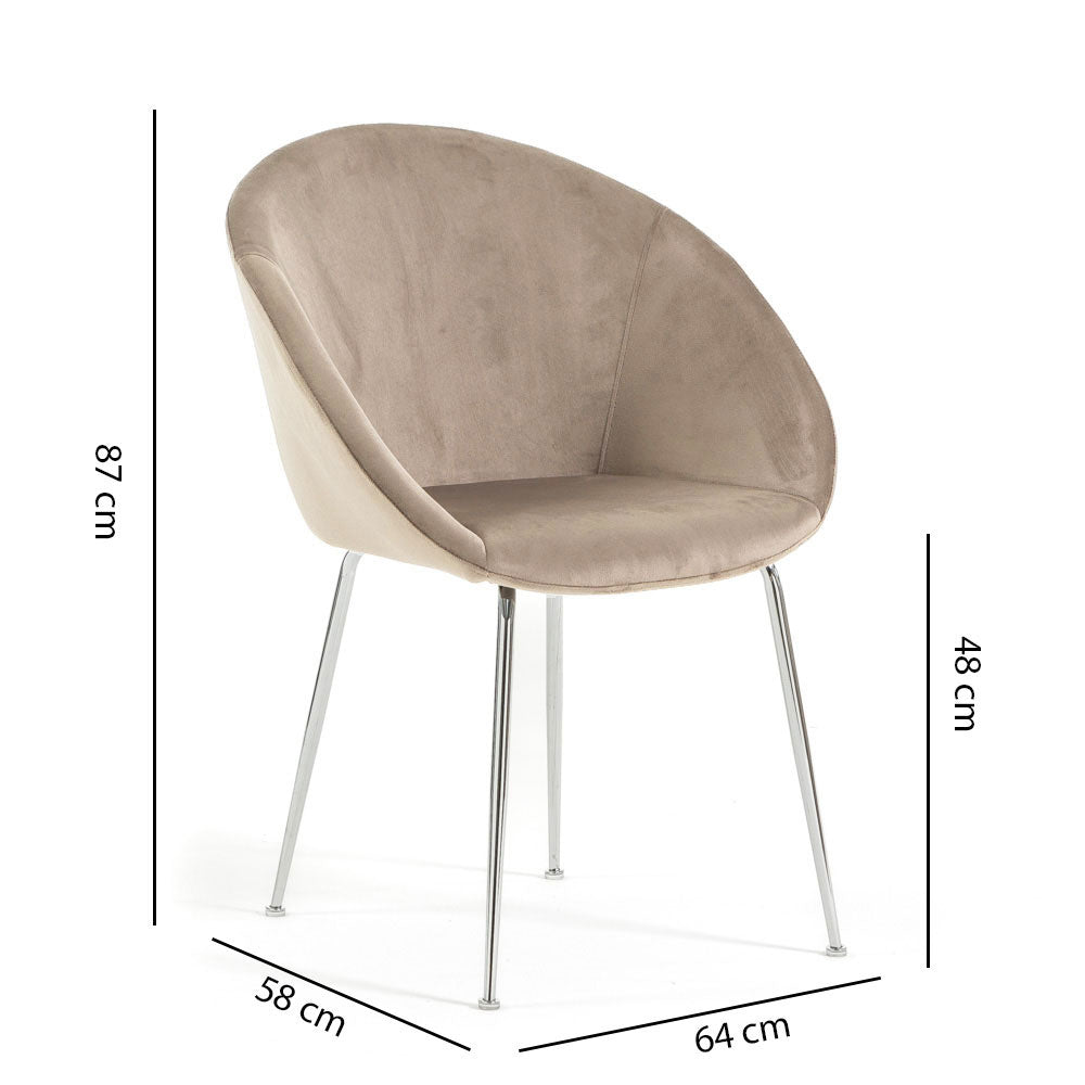Iris – sedia in velluto o bouclé con gambe in metallo