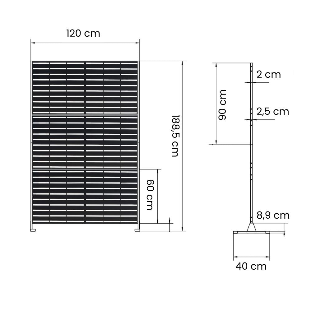 Separè in acciaio zincato modulabile per interni ed esterni