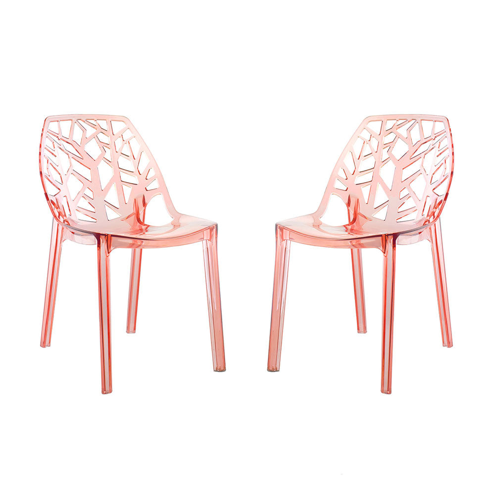 Zelda – sedia in policarbonato impilabile dal design moderno, colore rosa corallo