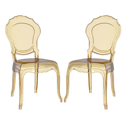 Raya – sedia stile barocco in policarbonato trasparente, colore champagne