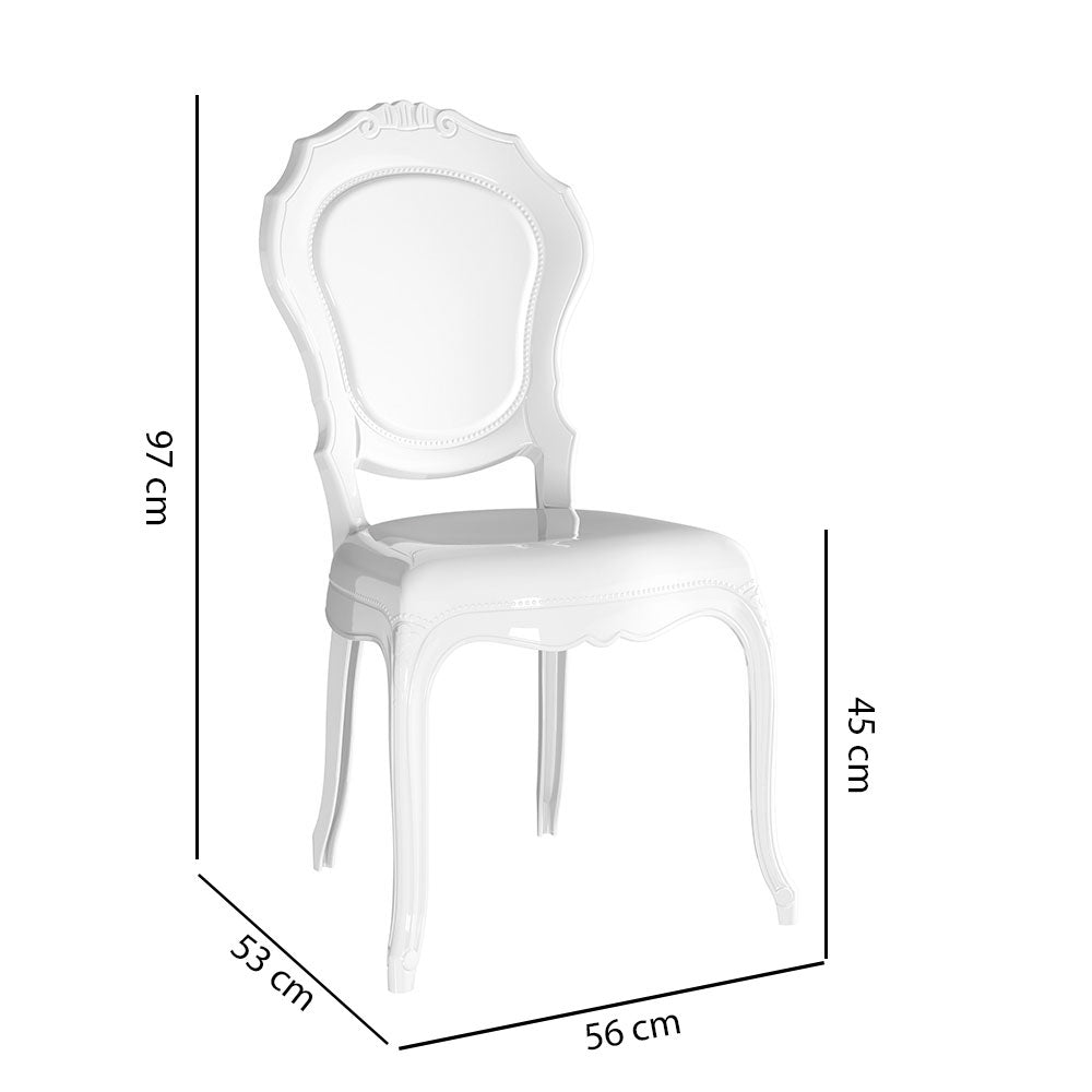 Raya – sedia stile barocco in policarbonato trasparente