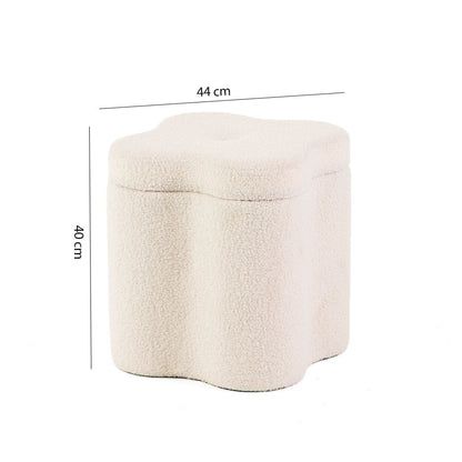 Bloom – pouf contenitore a quadrifoglio in tessuto teddy bouclé