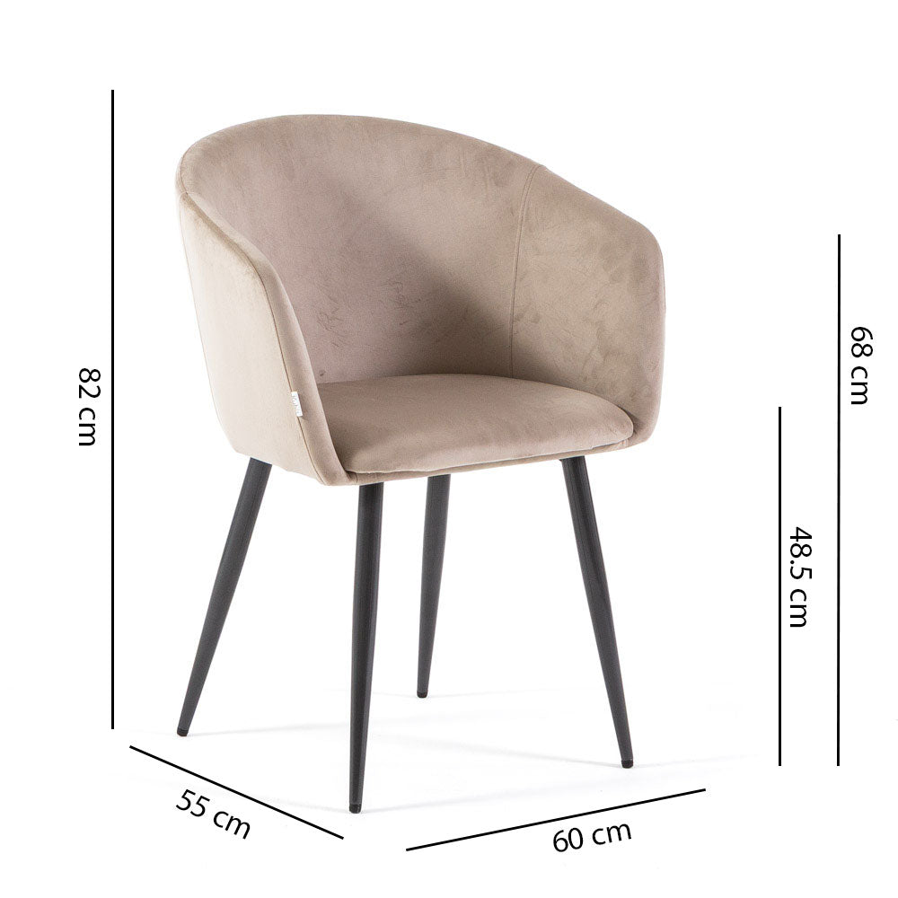 Ellen – Poltroncina in velluto con schienale curvo avvolgente
