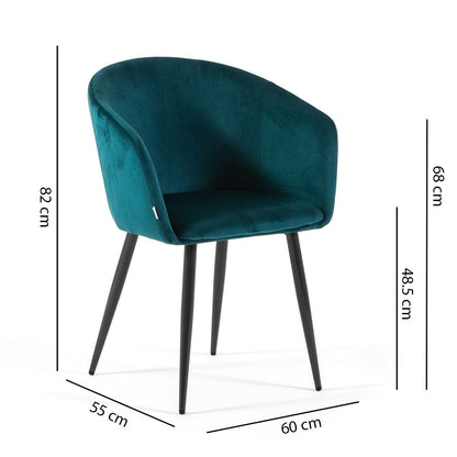 Ellen – Poltroncina in velluto con schienale curvo avvolgente
