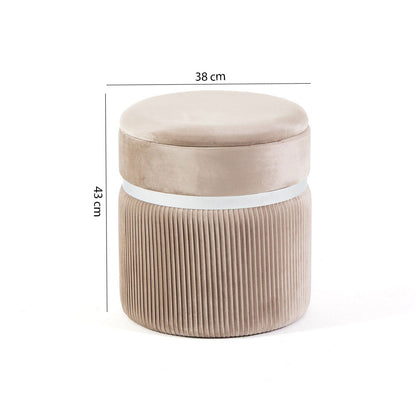Yuma – pouf contenitore in velluto a coste con dettaglio metallico