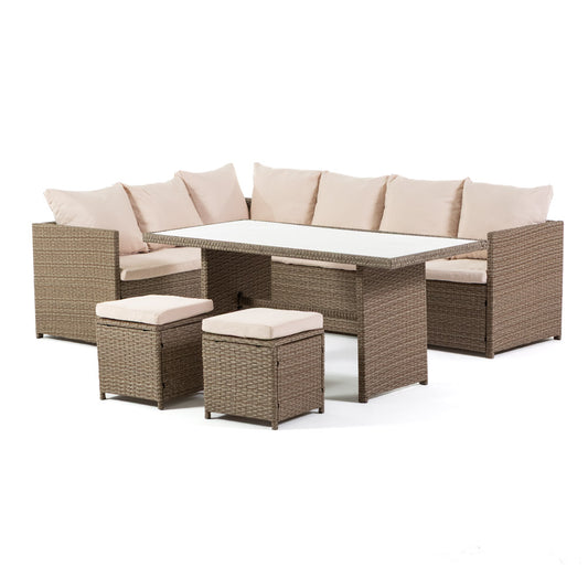 Siena – set da giardino in polyrattan con divano angolare 7 posti