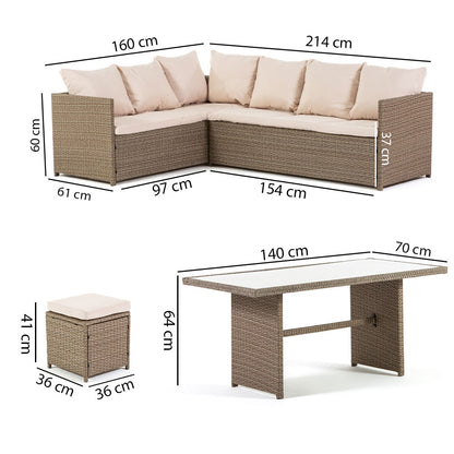 Siena – set da giardino in polyrattan con divano angolare 7 posti