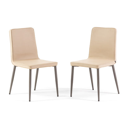 Mina – sedia imbottita in tessuto con struttura in legno, colore crema, gambe tortora
