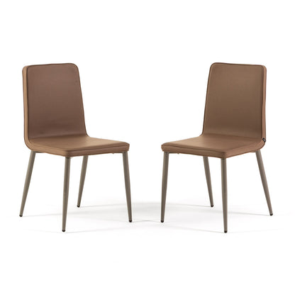 Mina – sedia imbottita in tessuto con struttura in legno, colore cappuccino, gambe tortora
