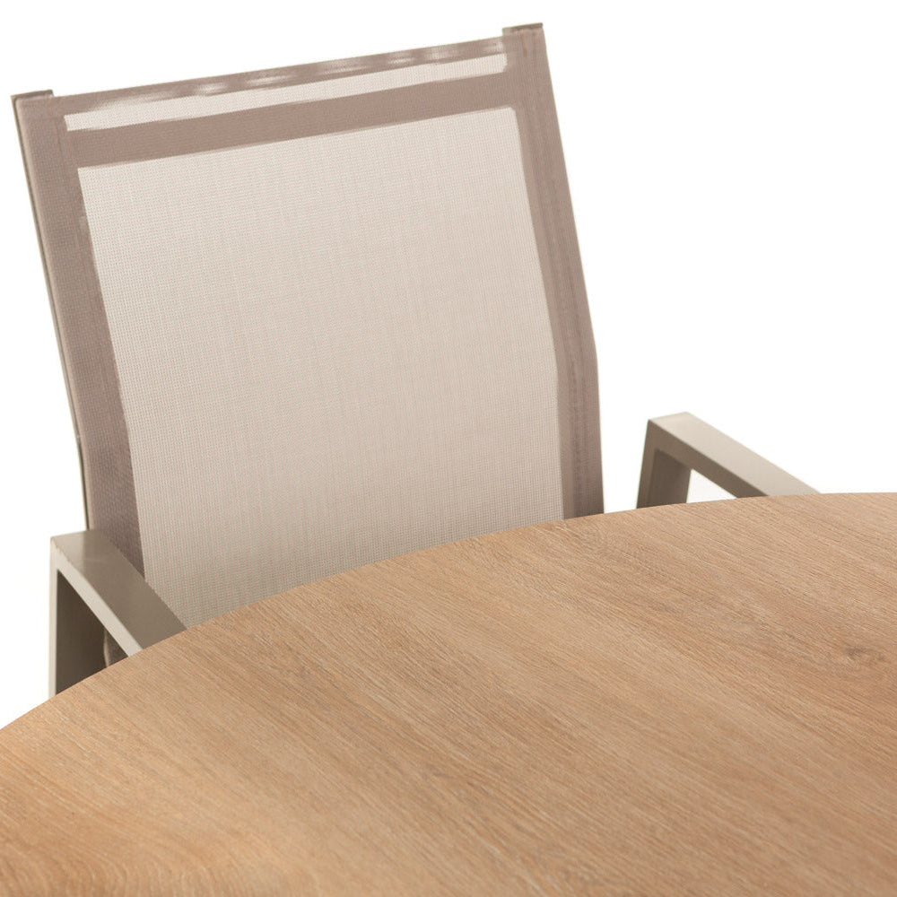 Teo & Dina set pranzo con tavolo rotondo e 4 sedie textilene
