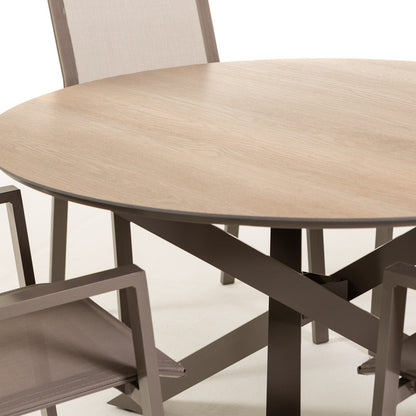 Teo & Dina set pranzo con tavolo rotondo e 4 sedie textilene