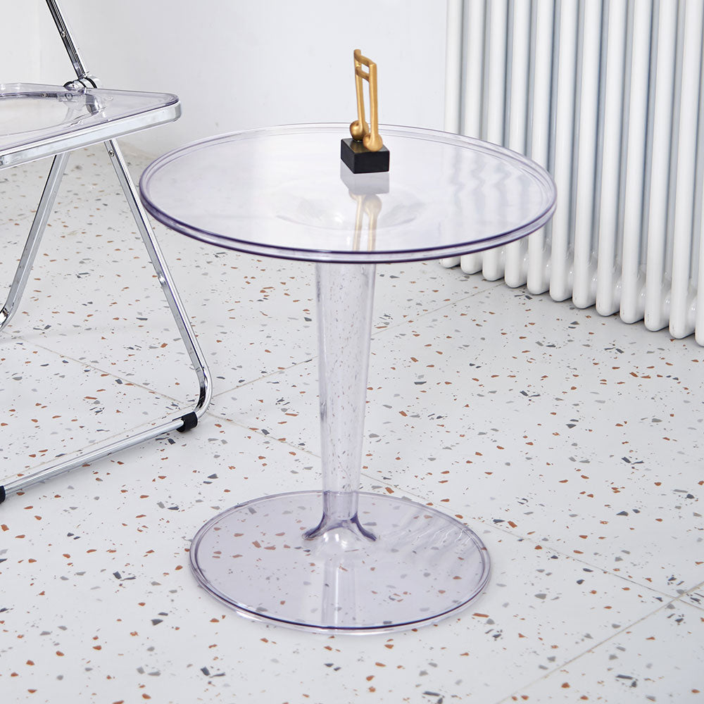 Miro – tavolino in policarbonato trasparente con design tulip