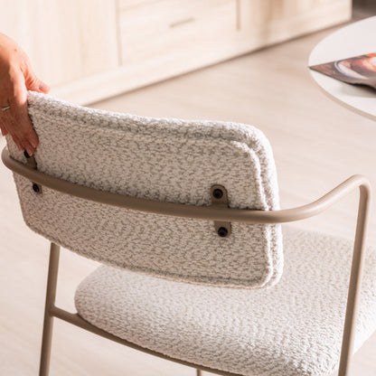 Luisa – sedia in velluto bouclé con metallo champagne