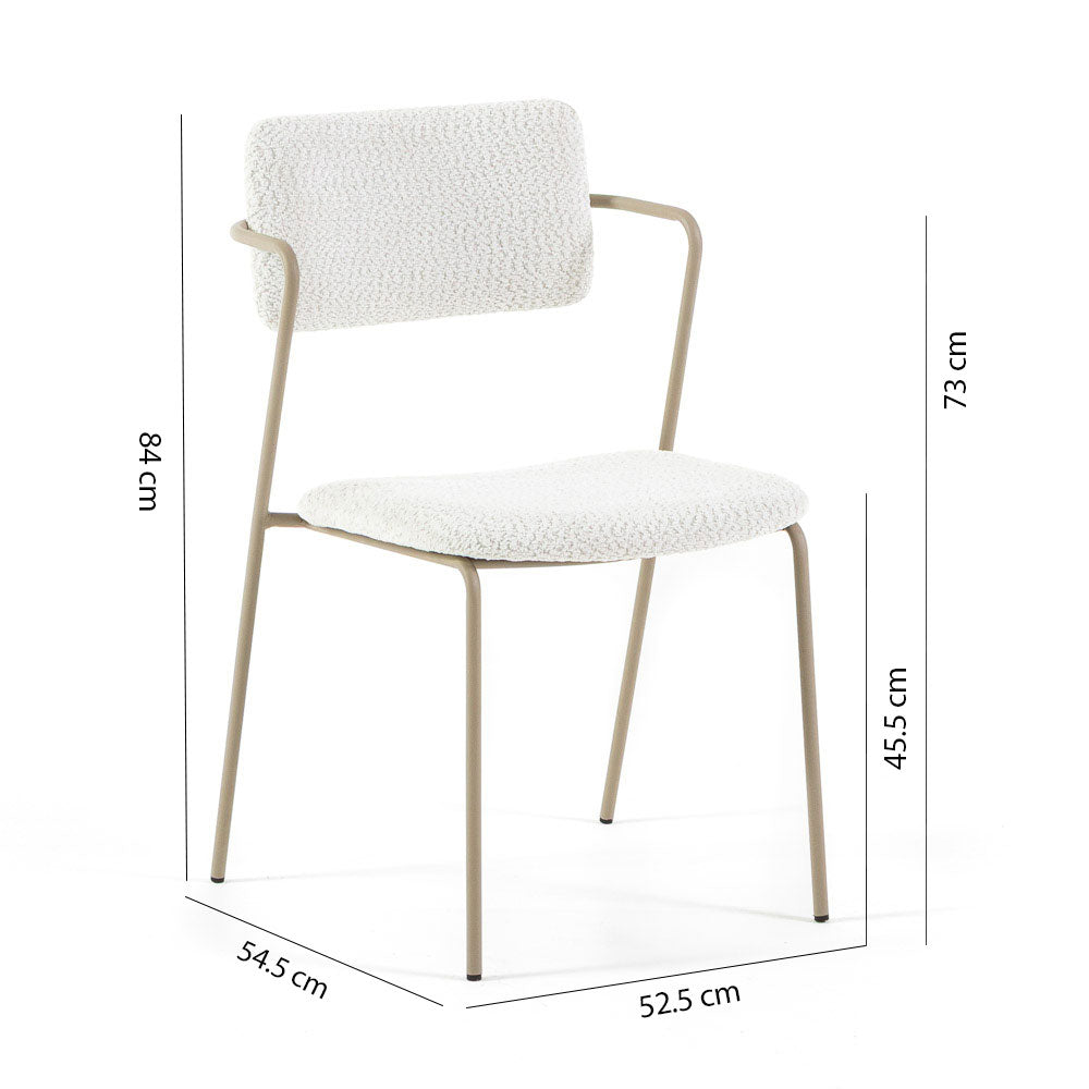 Luisa – sedia in velluto bouclé con metallo champagne