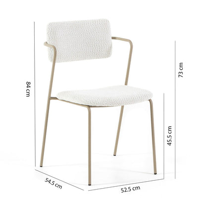 Luisa – sedia in velluto bouclé con metallo champagne