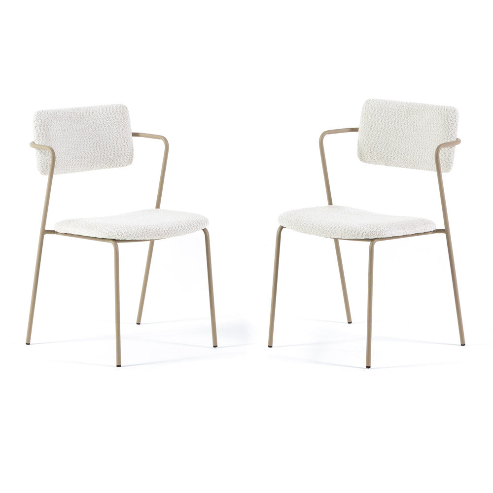 Luisa – sedia in velluto bouclé con metallo champagne