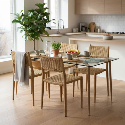 Gabriella – sedia in corda con struttura effetto legno