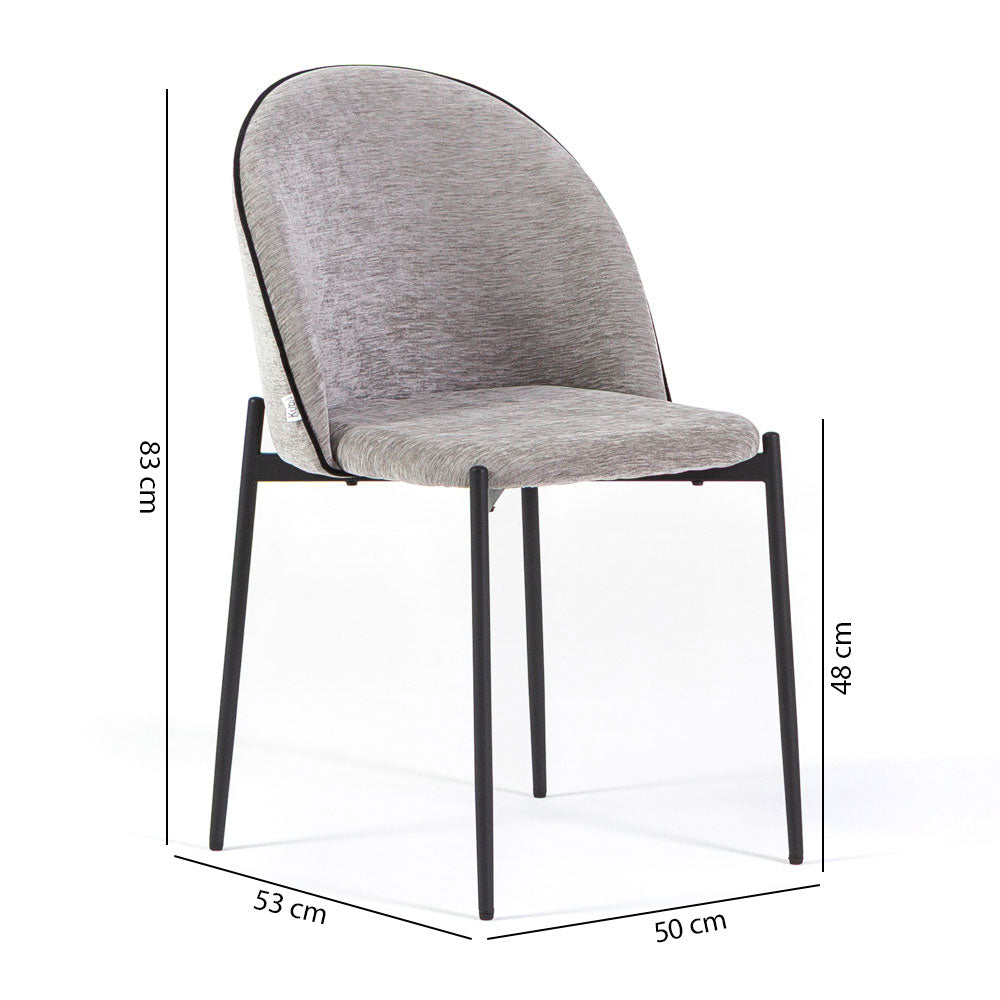 Silvia – sedia soft-touch con bordo a contrasto e gambe in metallo