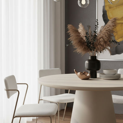 Tony – tavolo rotondo in MDF effetto cemento con base conica