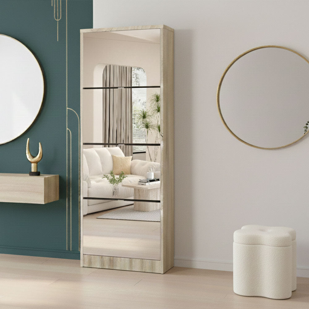 Scarpiera a specchio 4 scomparti salvaspazio dal design moderno