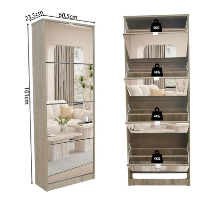 Scarpiera a specchio 4 scomparti salvaspazio dal design moderno