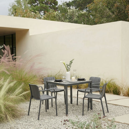 Zeno & Ginny set pranzo da balcone con tavolo 80x80 e 4 sedie