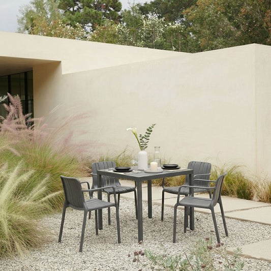 Zeno & Ginny set pranzo da balcone con tavolo 80x80 e 4 sedie