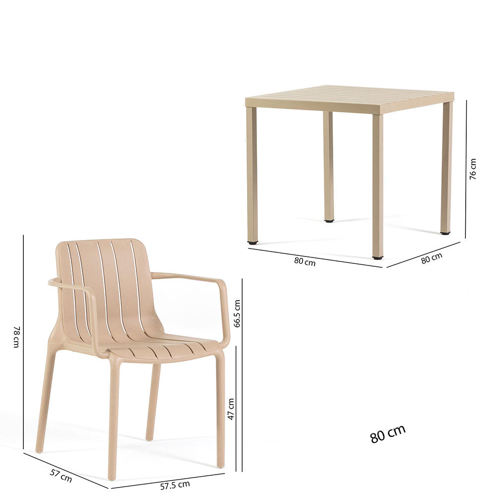 Zeno & Ginny set pranzo da balcone con tavolo 80x80 e 4 sedie