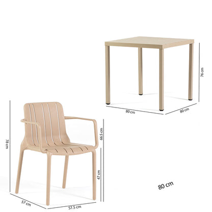Zeno & Ginny set pranzo da balcone con tavolo 80x80 e 4 sedie