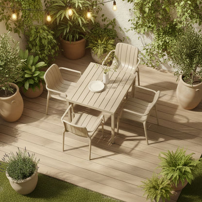 Zeno & Ginny set pranzo da balcone con tavolo 80x80 e 4 sedie