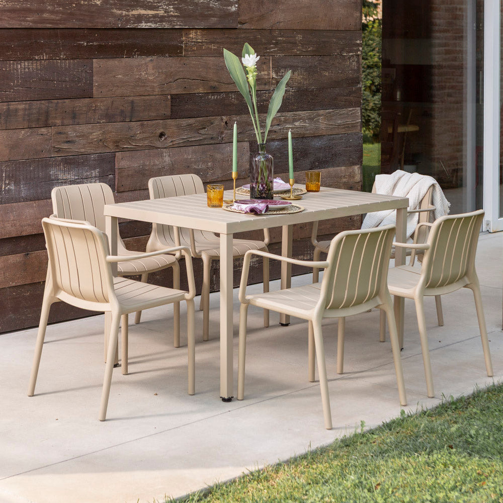 Zeno & Ginny set pranzo da giardino 6 posti con tavolo effetto legno