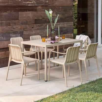 Zeno & Ginny set pranzo da giardino 6 posti con tavolo effetto legno