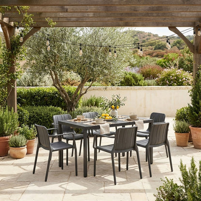 Zeno & Ginny set pranzo da giardino 6 posti con tavolo effetto legno