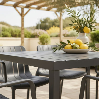 Zeno & Ginny set pranzo da giardino 6 posti con tavolo effetto legno