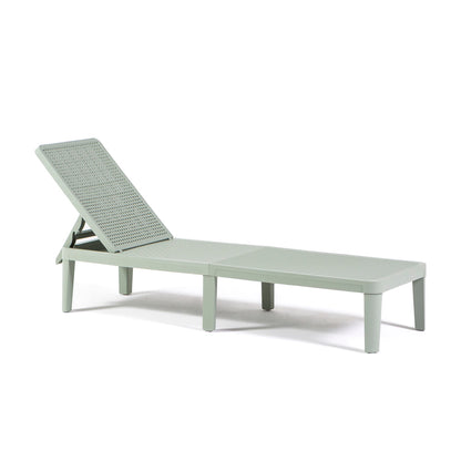 Baia – sdraio prendisole regolabile in polipropilene effetto rattan, colore verde agave