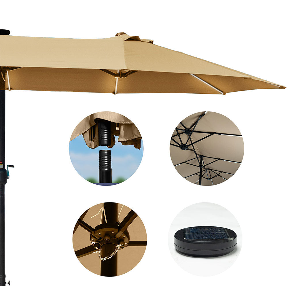 Aliseo – ombrellone doppio con LED solari e doppio tetto