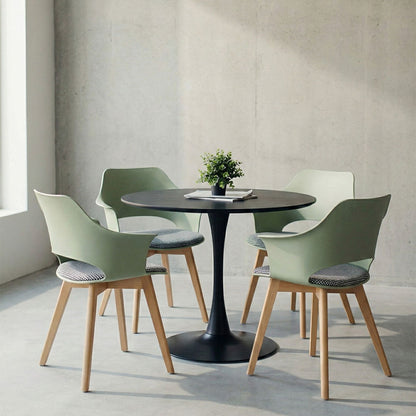 Marta – sedia in resina con gambe in legno e cuscino