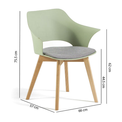Marta – sedia in resina con gambe in legno e cuscino