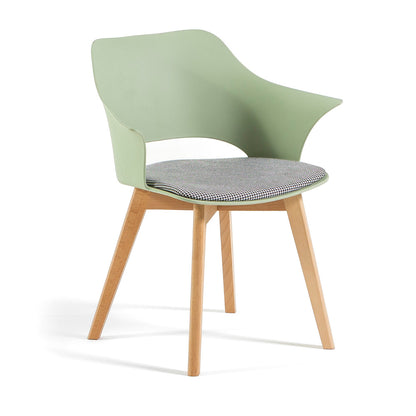 Marta – sedia in resina con gambe in legno e cuscino