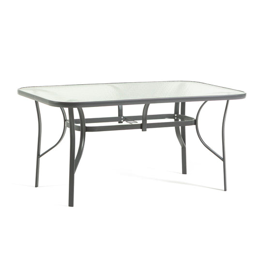 Dario – tavolo rettangolare in vetro temperato con struttura in acciaio, dimensione 150x90 cm