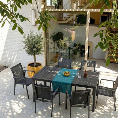 David & Victoria set pranzo da giardino con tavolo a doghe e 6 sedie